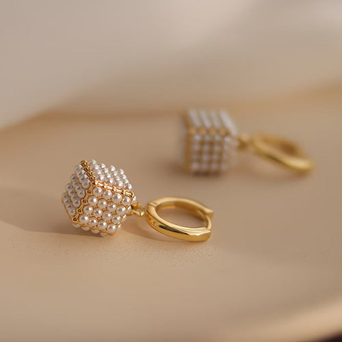Pearl Cube Earrings