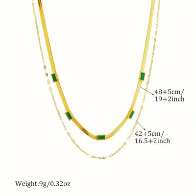 Lucia Double-Layer Emerald Necklace