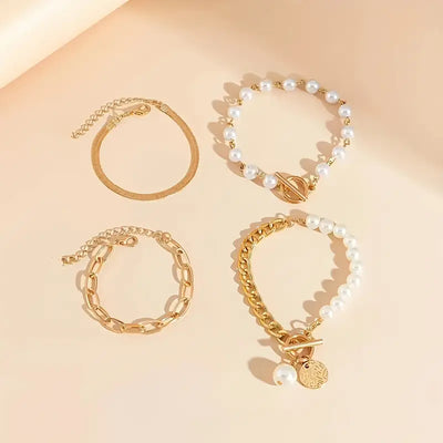 Premium Layered Pearl Bracelet Set