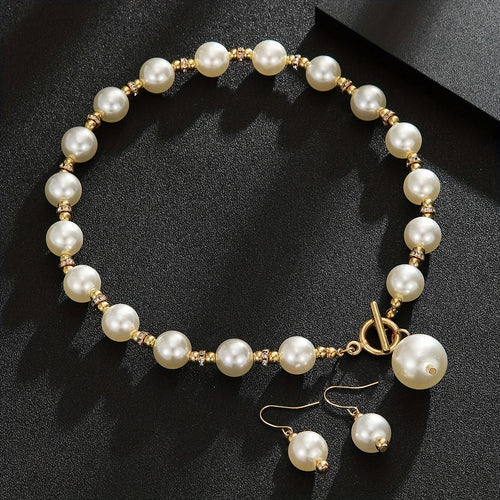 Chunky Pearl Statement Necklace Set