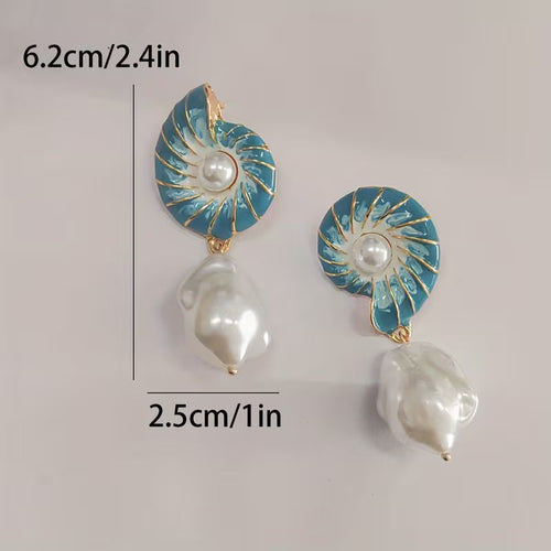 Seashell Pearl Earrings