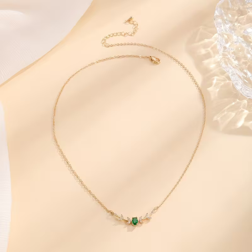 Petite Leaf Emerald Necklace