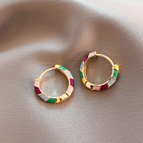 Elegant Enamel Hoop Earrings