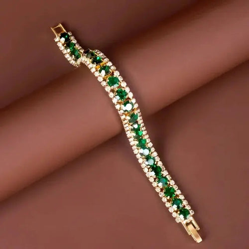 Emerald Twisted Gold Bracelet
