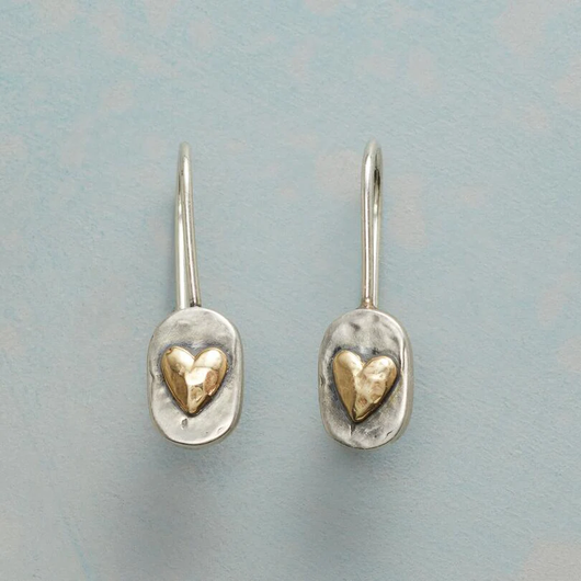 Vintage Two-Tone Heart Drop Earrings