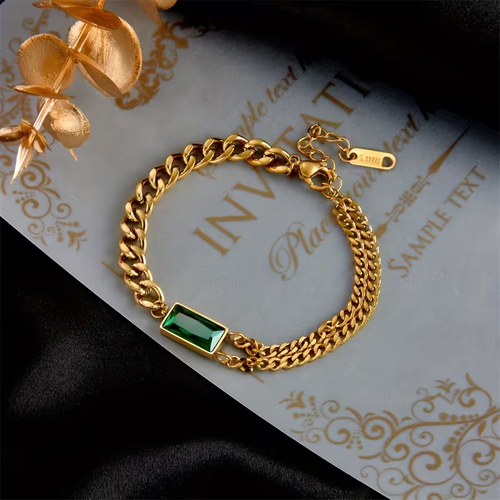 Timeless Gold Emerald Bar Bracelet