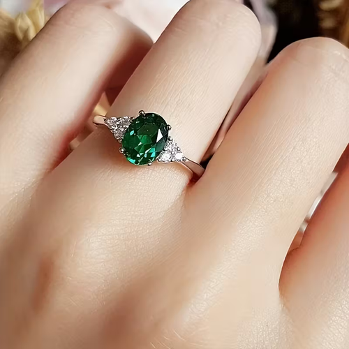 Elegant Emerald Zirconia Promise Ring