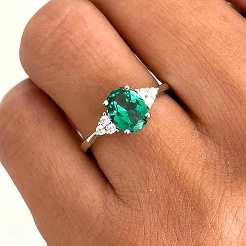 Elegant Emerald Zirconia Promise Ring