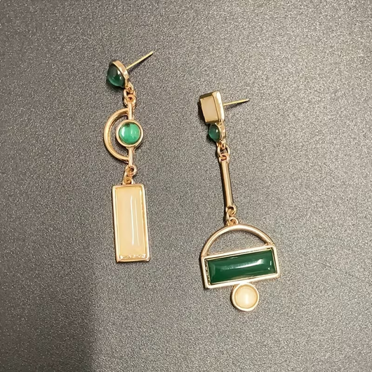 Asymmetric Emerald Earrings