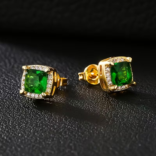 Elegant Gold Gemstone Stud Earrings