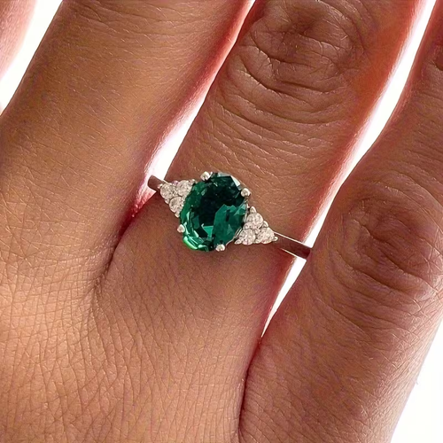 Elegant Emerald Zirconia Promise Ring