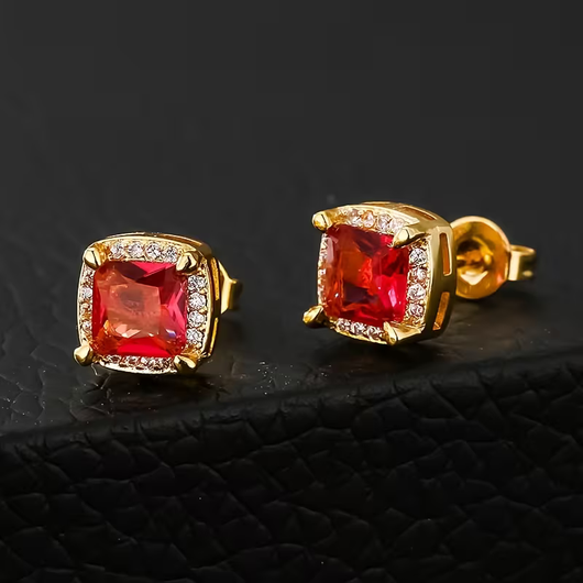 Elegant Gold Gemstone Stud Earrings