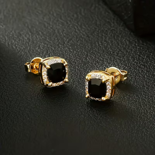 Elegant Gold Gemstone Stud Earrings