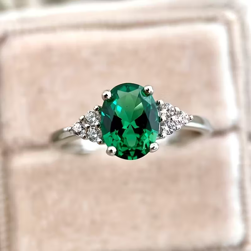 Elegant Emerald Zirconia Promise Ring