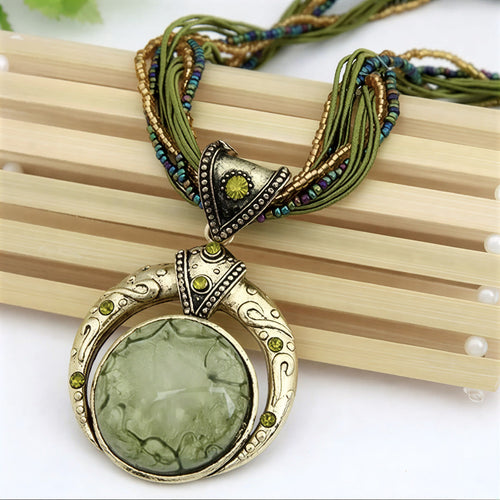 Bohemian Green Stone Necklace