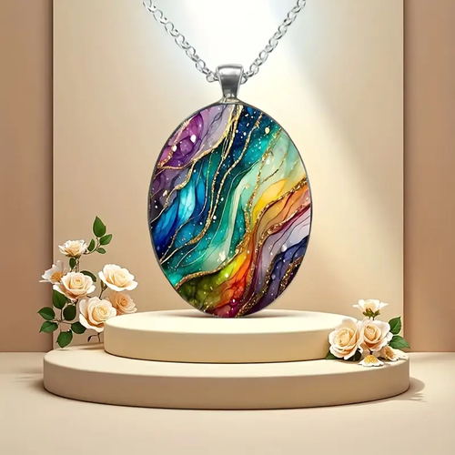 Artisan Rainbow Swirl Pendant Necklace