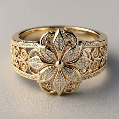 Exotic Floral Gold Ring