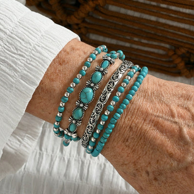 Premium Turquoise Beaded Bracelet Set