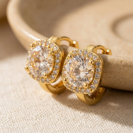 Luxe Cushion Halo Earrings