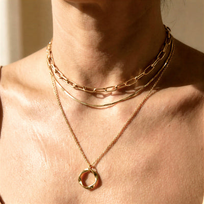 Subtle Three-Row Gold Necklace