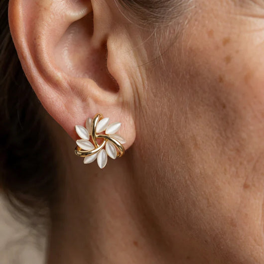 Elegant Gold-Plated White Opal Earrings